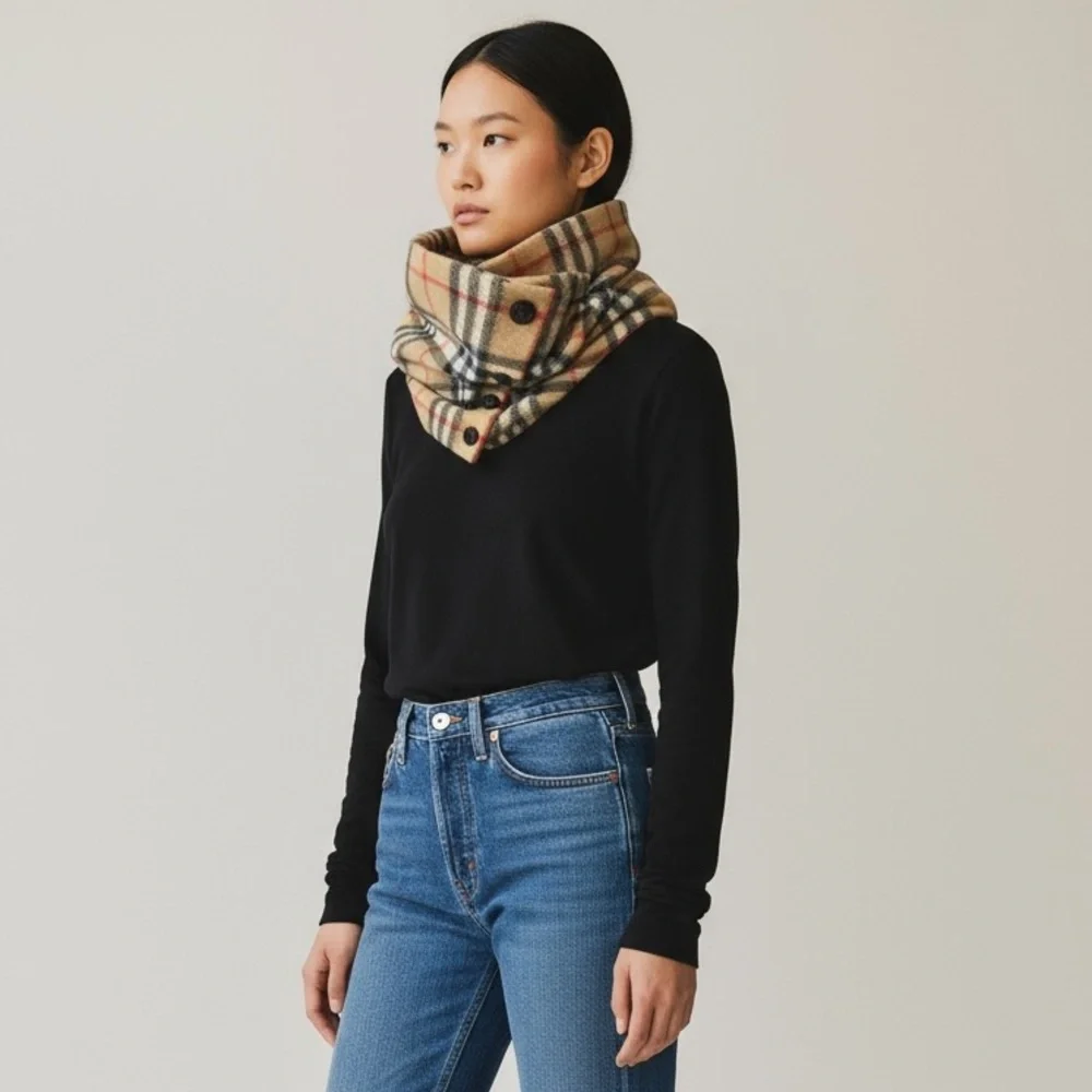 Burberry Vintage Check Snood in Tan and Black - Picture 13 of 16